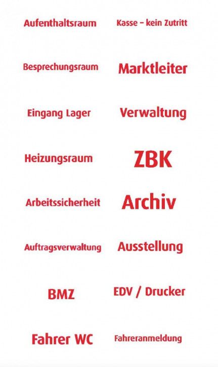 Tür Beschriftungen in rot (2000209)